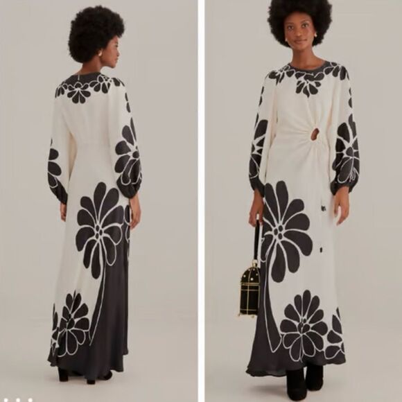 FARM Rio Dresses & Skirts - NWT FARM Rio Palermo Cutout Long Sleeve Maxi Dress in Black/Off-White M $ 285.00
